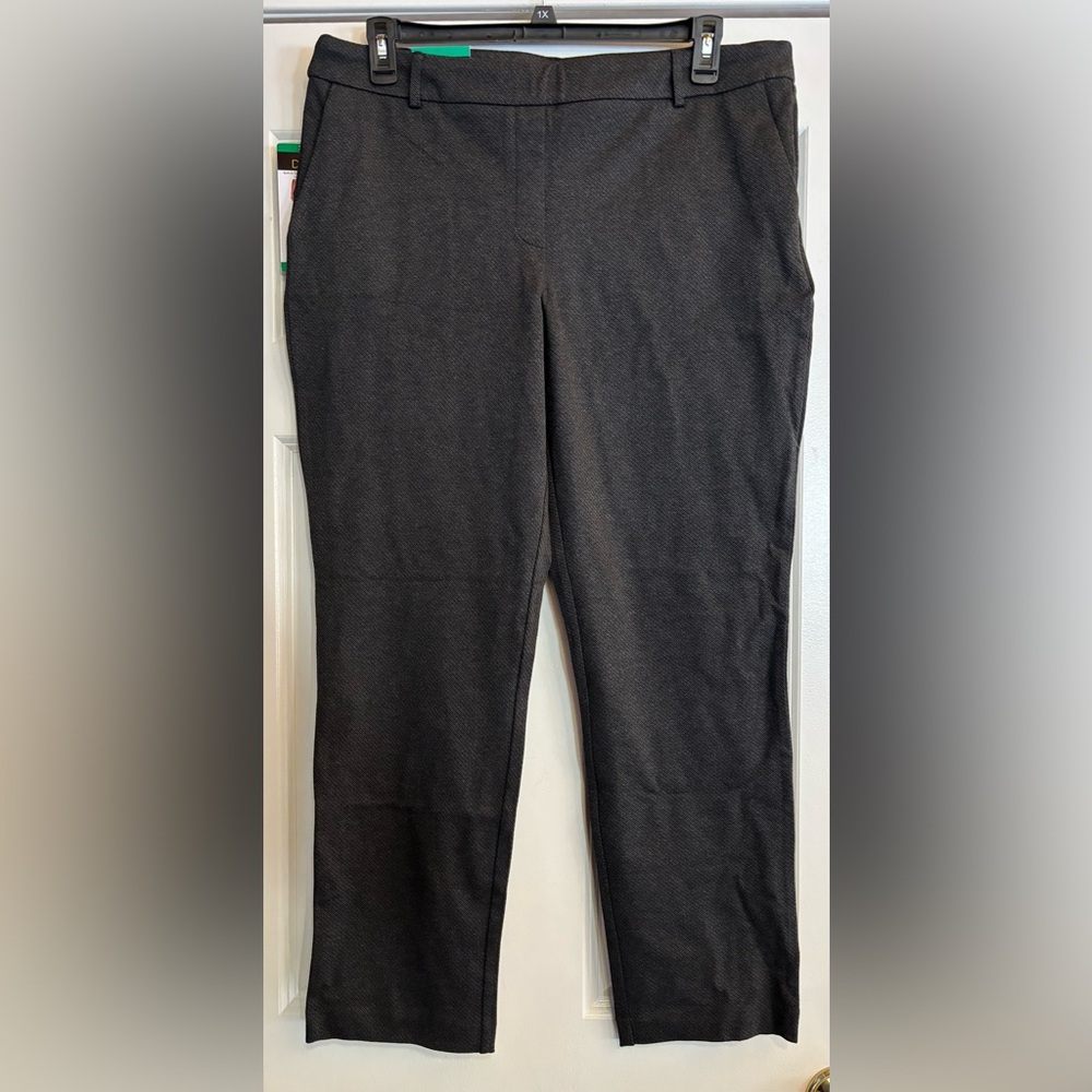 Dahlia Textured Gray/Black Stretch Pull On Dress Pants, size XL